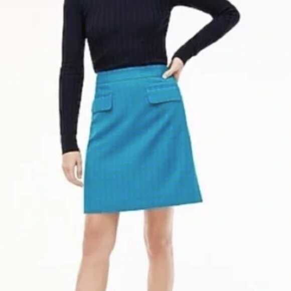 J.Crew Retro Blue Gingham Pocket Skirt NWOT - Picture 1 of 7